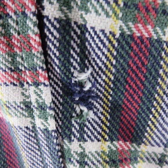 Vintage Eddie Bauer M Heavy Twill Red Blue Green Plaid Button Front Shirt - Picture 7 of 11